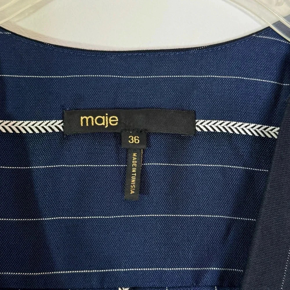 Maje Pinstripe Surplice Bodice Jumpsuit Navy Blue Size S - Picture 8 of 16